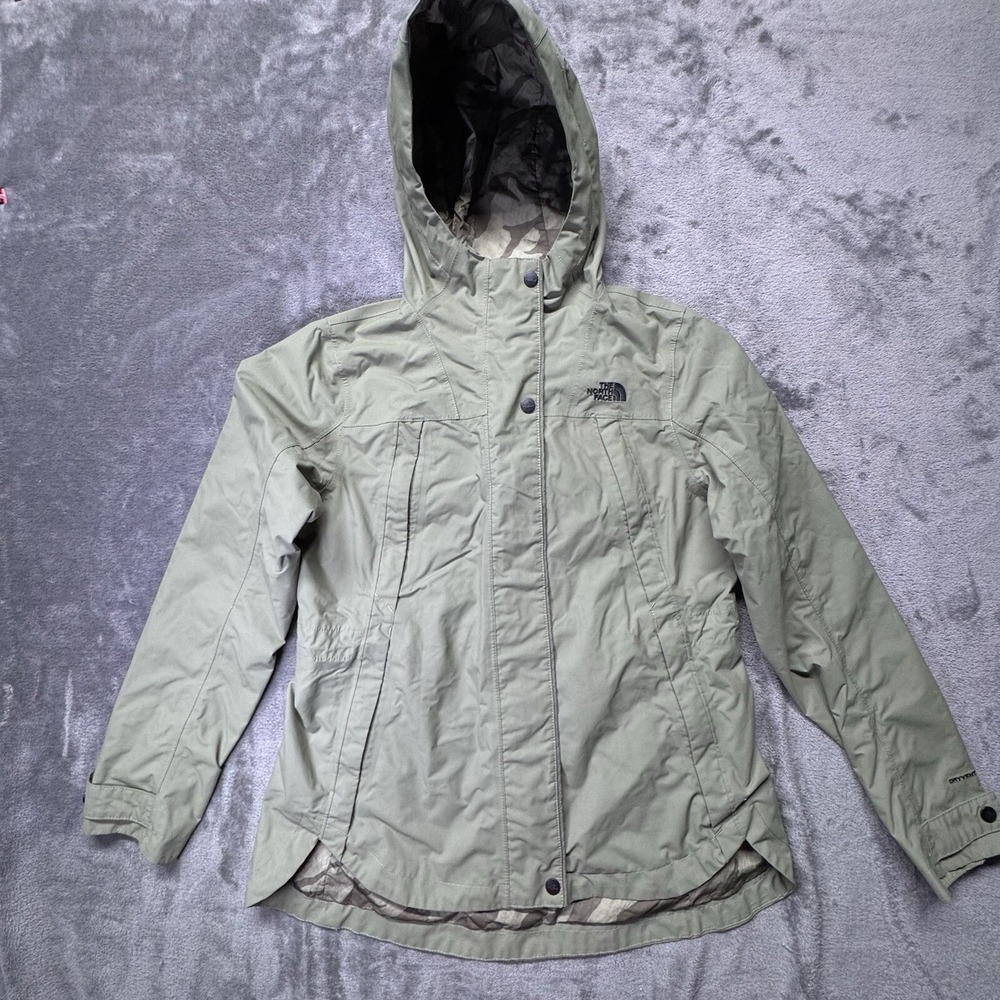 Women's North Face Jacket M Fatigue Green Camo Lining Hoodie